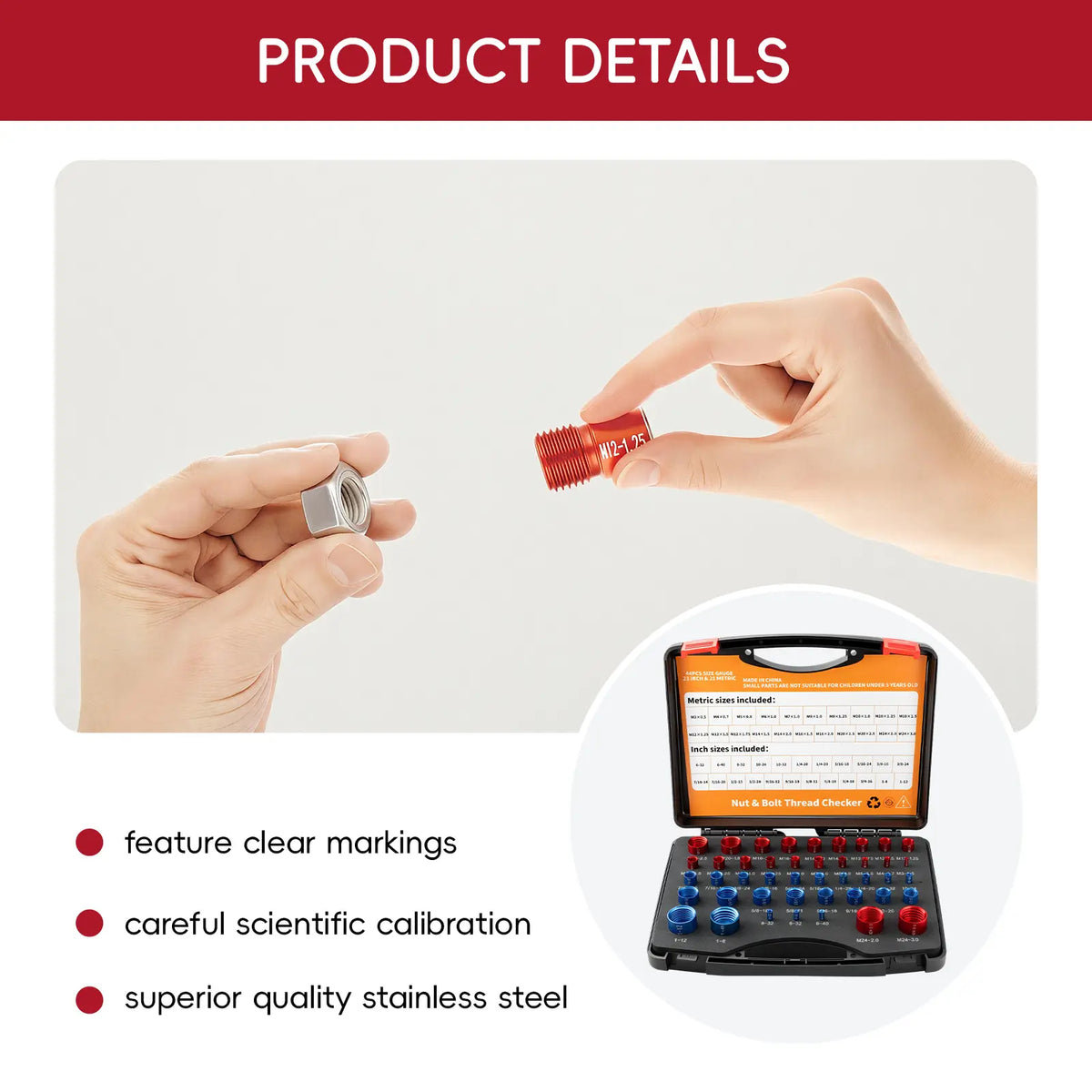 🎁Today 50% OFF🔥26/44PCS Nut and Bolt Thread Checker🔩